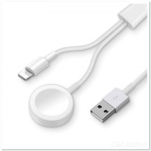 Беспроводное зарядное уст-во для Apple Watch + Lightning  2 в 1 (100см) белый