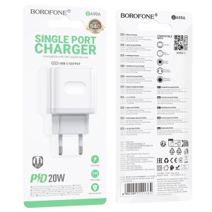 СЗУ BOROFONE BA99A c TYPE-C портом PD3.0 20W СЗУ BOROFONE BA99A c TYPE-C портом PD3.0 20W