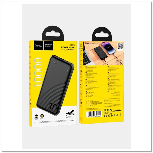 POWERBANK HOCO J123 10000mAh 22.5W+PD20W 1USB, TYPE-C ULTRA-THIN