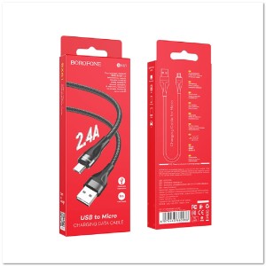 Кабель micro BOROFONE BX61 2.4А (1М) (нейлоновый)