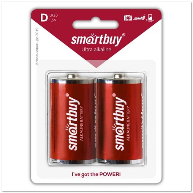 Батарейка алкалиновая Smartbuy LR20/2B