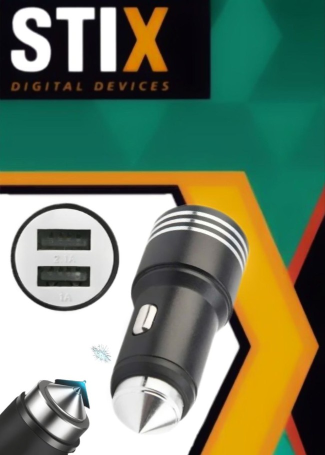 АЗУ с 2-мя USB STiX YZS-010 2.1A метал.,