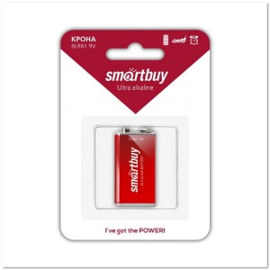Батарейка алкалиновая КРОНА Smartbuy 6LR61/1B (12шт в кор.)