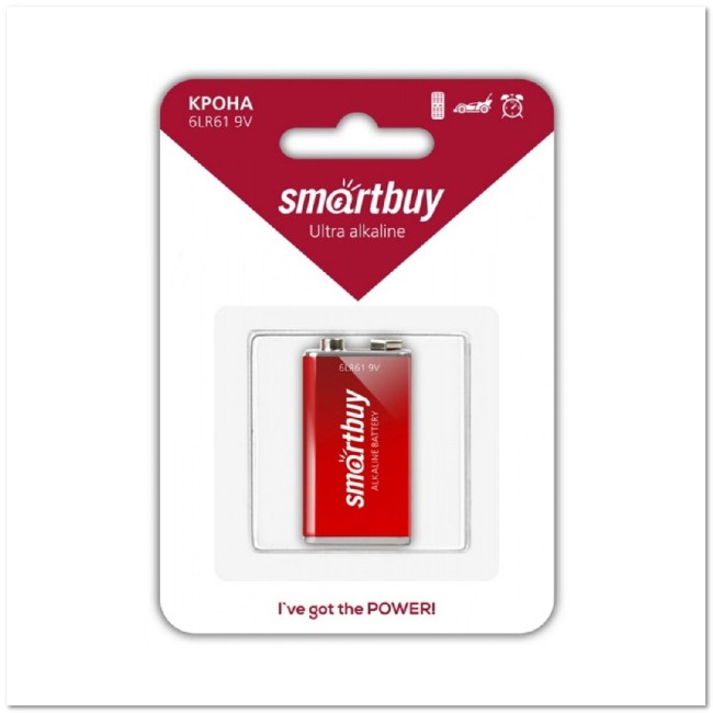 Батарейка алкалиновая КРОНА Smartbuy 6LR61/1B