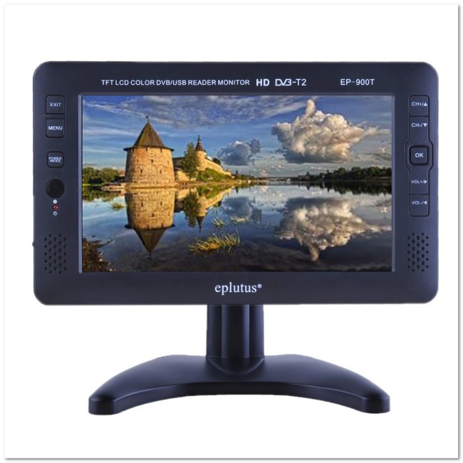 Портативный ЖК телевизор с цифровым тюнером DVB-T2 Eplutus EP-900 (дисп.9", 1024*768)