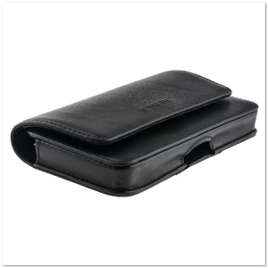 Сумочка кожаная на пояс для Xiaomi Redmi Note 5A/Huawei Y6 2018, 6,7" черная