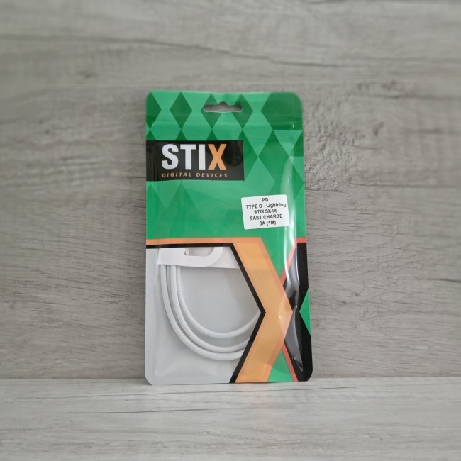 Кабель PD TYPE C-LIGHTNING STIX SX-09 FAST CHARGE 3A (1М) тканевые (тех.пак.)