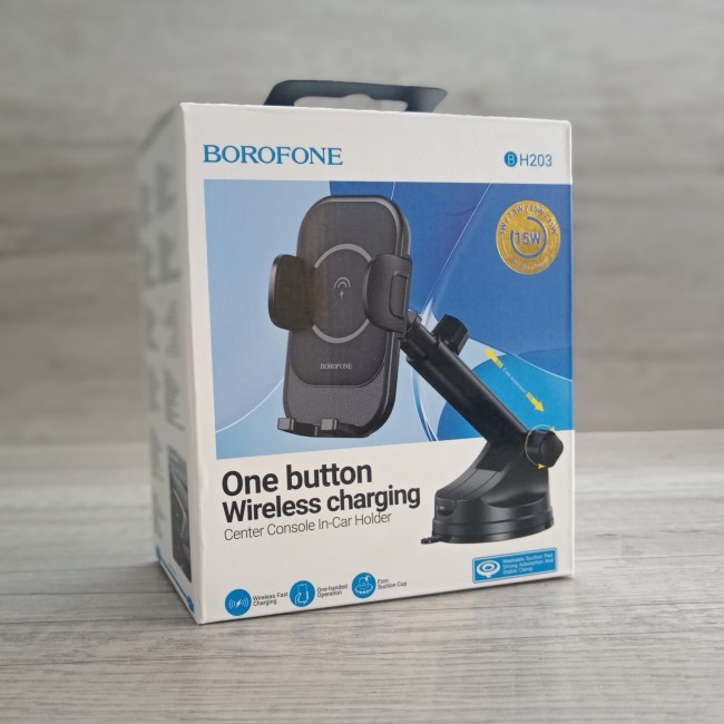 Автодержатель BOROFONE BH203 c беспроводной зарядкой, на панель Автодержатель BOROFONE BH203 c беспроводной зарядкой, на панель