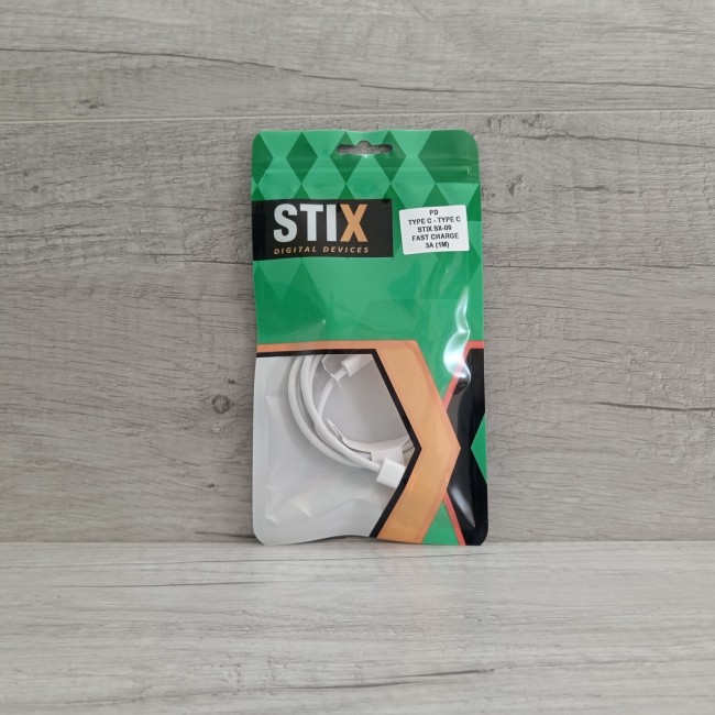 Кабель PD TYPE C-TYPE C STIX SX-09 FAST CHARGE 3A (1М) тканевые (тех.пак.)