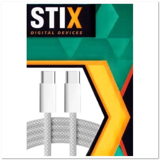 Кабель PD TYPE C-TYPE C STIX SX-09 FAST CHARGE 3A (1М) тканевые (тех.пак.)