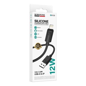 Кабель Lightning  BOROFONE BX123 2.4А, cиликоновый, 1м