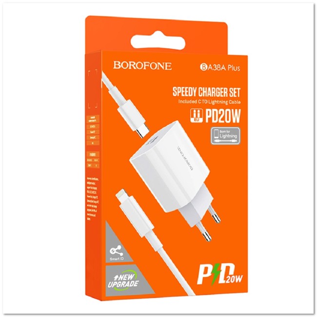 СЗУ BOROFONE BA38A с TYPE-C портом + кабель Lightning PD20W