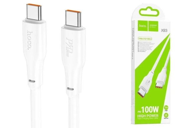 1Кабель TYPE C на TYPE C HOCO X93 3А, PD100W, ТПЭ, 1м