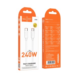 1Кабель TYPE C на TYPE C HOCO X115 5А, PD240W, ПВХ, 1м