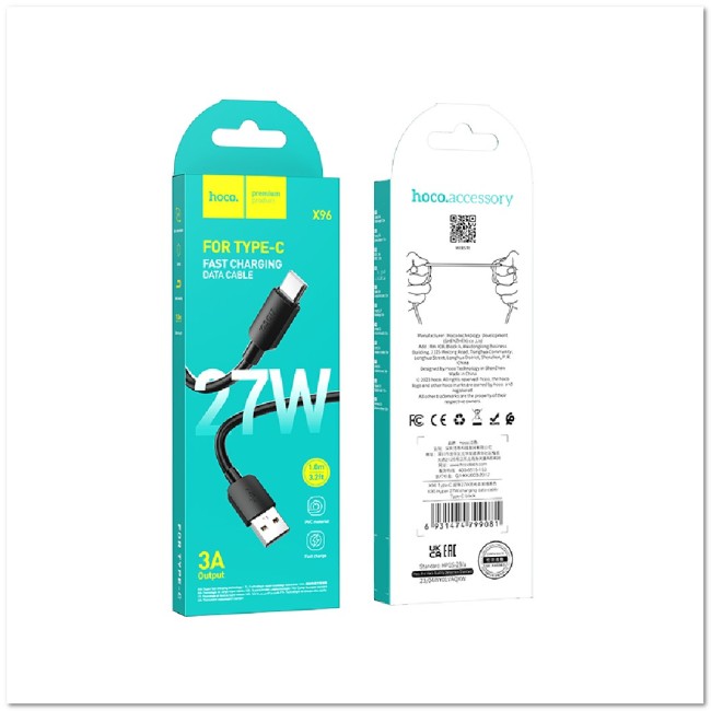 Кабель TYPE C HOCO X96  3А 27W (L=1M) круглый