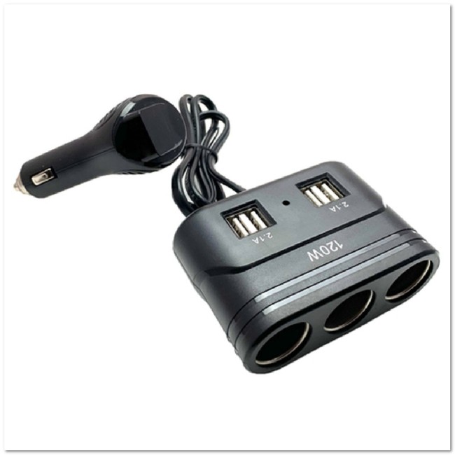 Автомоб. разветвитель Olesson на 3 прикур-ля + 4USB (12/24 V) 1678