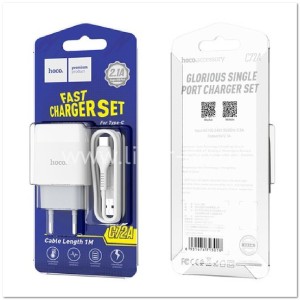 СЗУ HOCO C72A с USB + кабель TYPE-C 2.1A СЗУ HOCO C72A с USB + кабель TYPE-C 2.1A