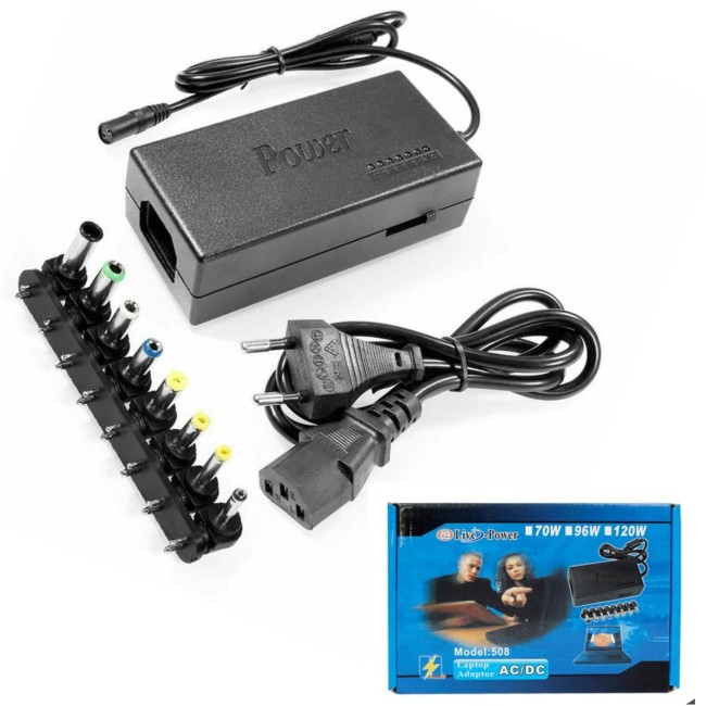 Универсальное сетевое ЗУ для ноутбуков (150W, 12-24V) Power 508 + 8 насадок