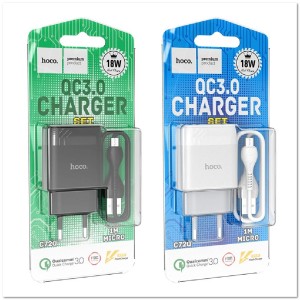 СЗУ HOCO C72Q с USB + кабель Micro USB CQ3.0 18W