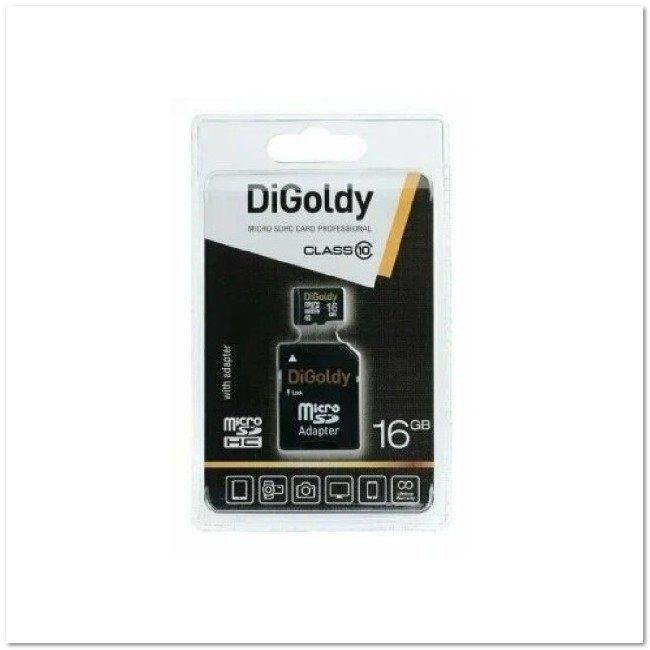 MicroSD Digoldy 16 Гб с SD-адаптером 10 класс