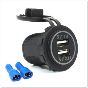 Врезной разъем USB в авто (круглый) AC05 12-24V 2USB 3.1А