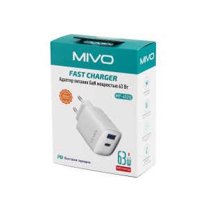 СЗУ MIVO MP-452Q с USB+TYPE-C портами PD+Q3.0 63W СЗУ MIVO MP-452Q с USB+TYPE-C портами PD+Q3.0 63W