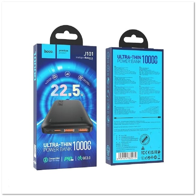 POWER-BANK HOCO J101 10000 mAh 22.5W+PD20W 2 USB, micro USB, USB-C ULTRA-THIN
