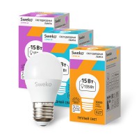 Лампа светодиодная SWEKO G45 E27 15W 3000K 220V (шар)