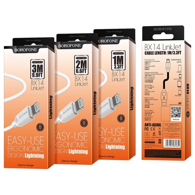 Кабель Lightning  BOROFONE BX14 LinkJet (2М)