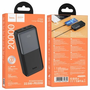 POWERBANK HOCO J136А 20000 mAh 22.5W+PD20W 2 USB, Micro USB 18W, TYPE-C 20W, LED-дисплей