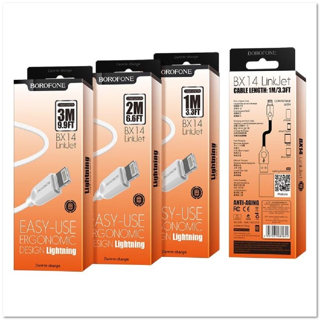 Кабель Lightning  BOROFONE BX14 LinkJet (3М)