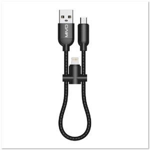 Кабель 2 в 1 micro USB + LIGHTNING MIVO MX-02M (L=0.30M) 2.4A ХБ