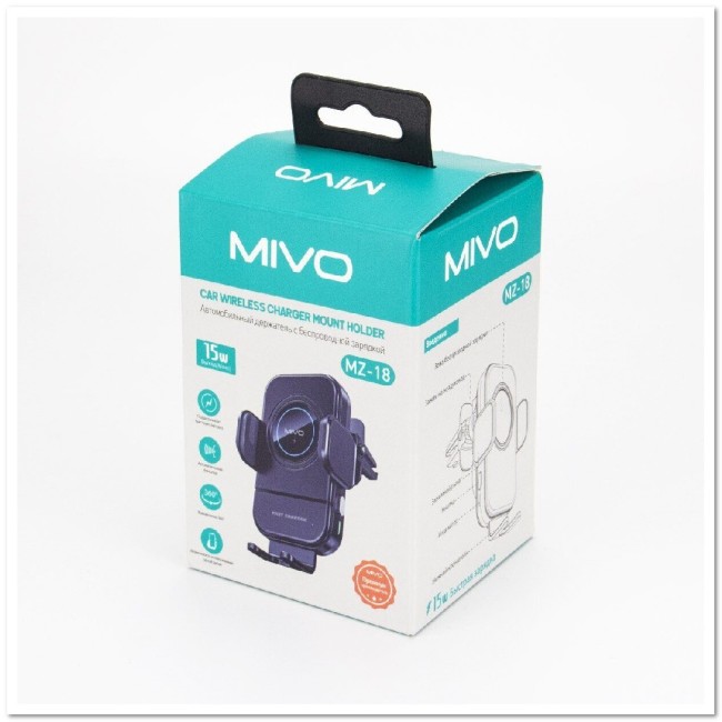 Автодержатель MIVO MZ18 c беспроводной зарядкой, в дефлектор
