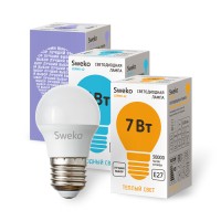 Лампа светодиодная SWEKO G45 E27 7W 4000K 220V (шар)