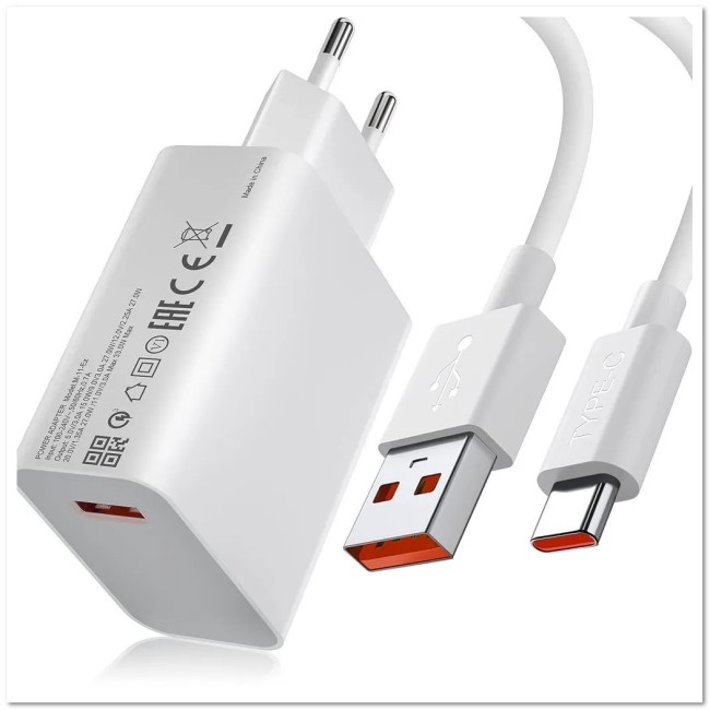 СЗУ Mi с USB-портом + кабель TYPE C 120W PREMIUM AAA
