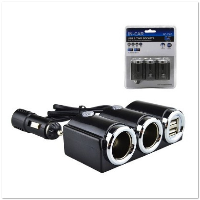 Автомоб. разветвитель Olesson на 2 прикур-ля + 2 USB (12/24 V) 1502