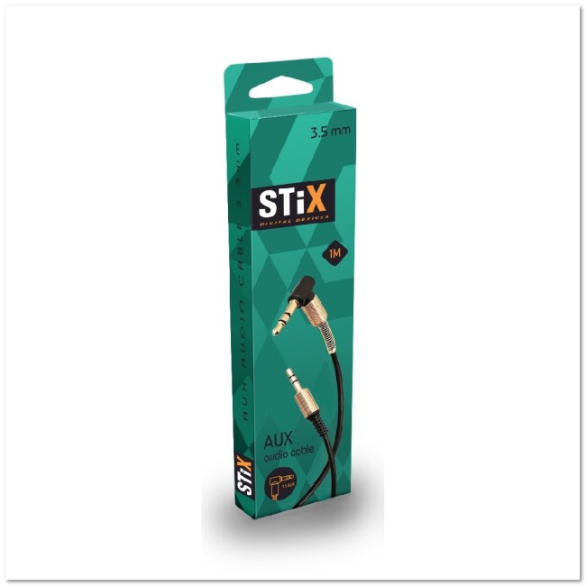 Кабель AUX STiX S-01 угловой резиновый 1 метр   в коробке