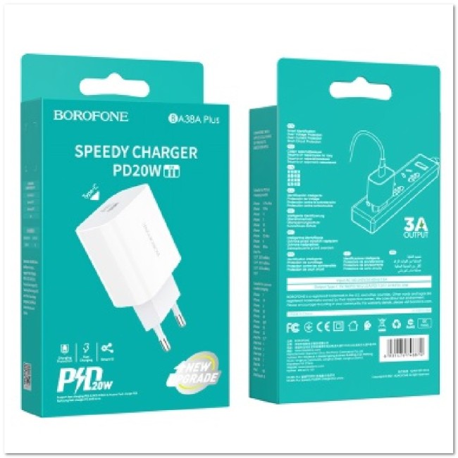 СЗУ BOROFONE BA38A Plus c TYPE-C портом PD3.0 20W