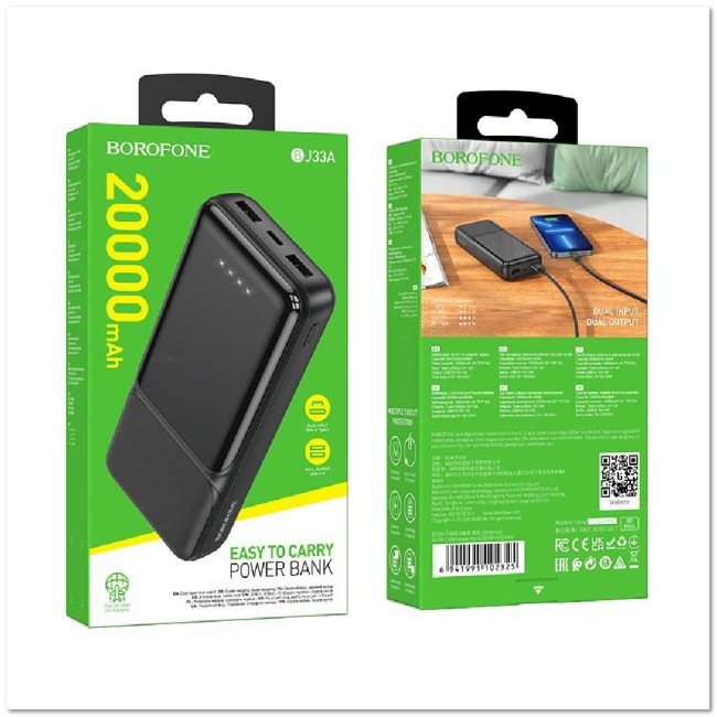 POWER-BANK BOROFONE BJ33A 20000 mAh 2 USB, micro USB, USB-C