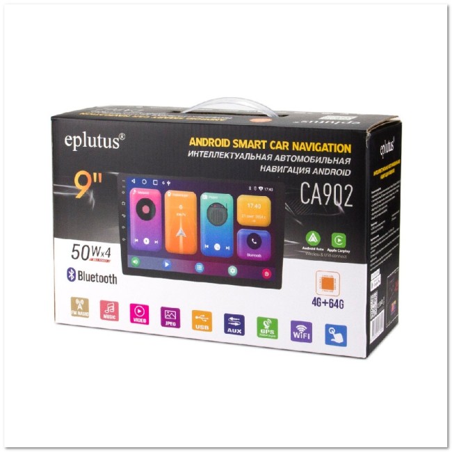 Автомагнитола 2-DIN EPLUTUS CA-902  ANDROID12/GPS/BT5.0/64Гб/Wi-Fi/СЕНСОРНЫЙ 9" LCD HD