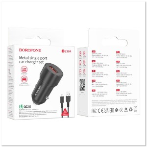 АЗУ BOROFONE BZ19A с USB + кабель micro USB QC3.0 3A 18W