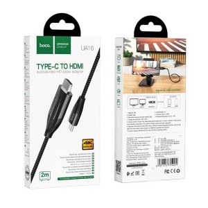 Конвертер-кабель TYPE C - HDMI 4К  HOCO UA16 ХБ 1м