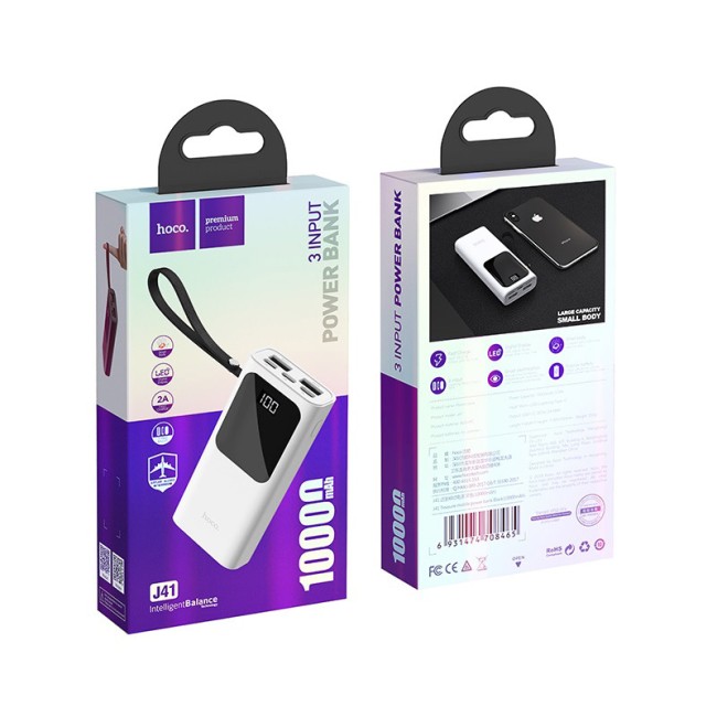 POWER-BANK HOCO J41 10000mAh 2 USB,micro USB, TYPE-C, Lightning, LED-дисплей