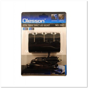 Автомоб. разветвитель Olesson на 3 прикур-ля  (12/24 V) 1521